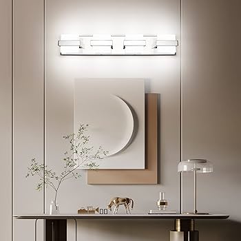 SOLFART 4 Lights Chrome Bathroom Light Fixtures Modern LED